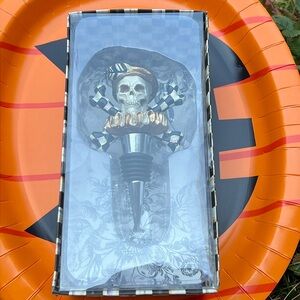 New ….. Mackenzie Childs Skull Bones Elizabethan Potion wine bottle stopper.